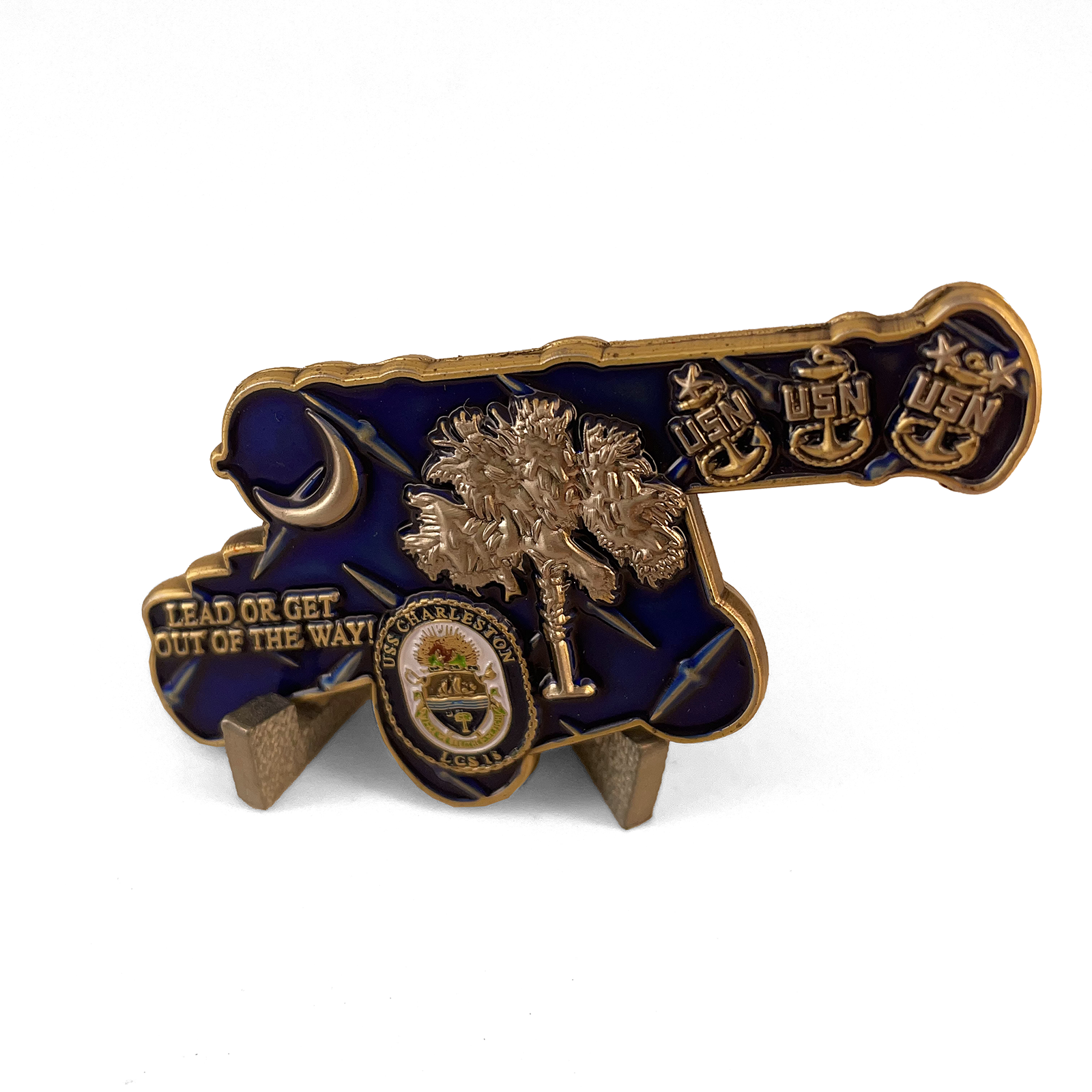 custom engraved USS Charleston navy ship coin