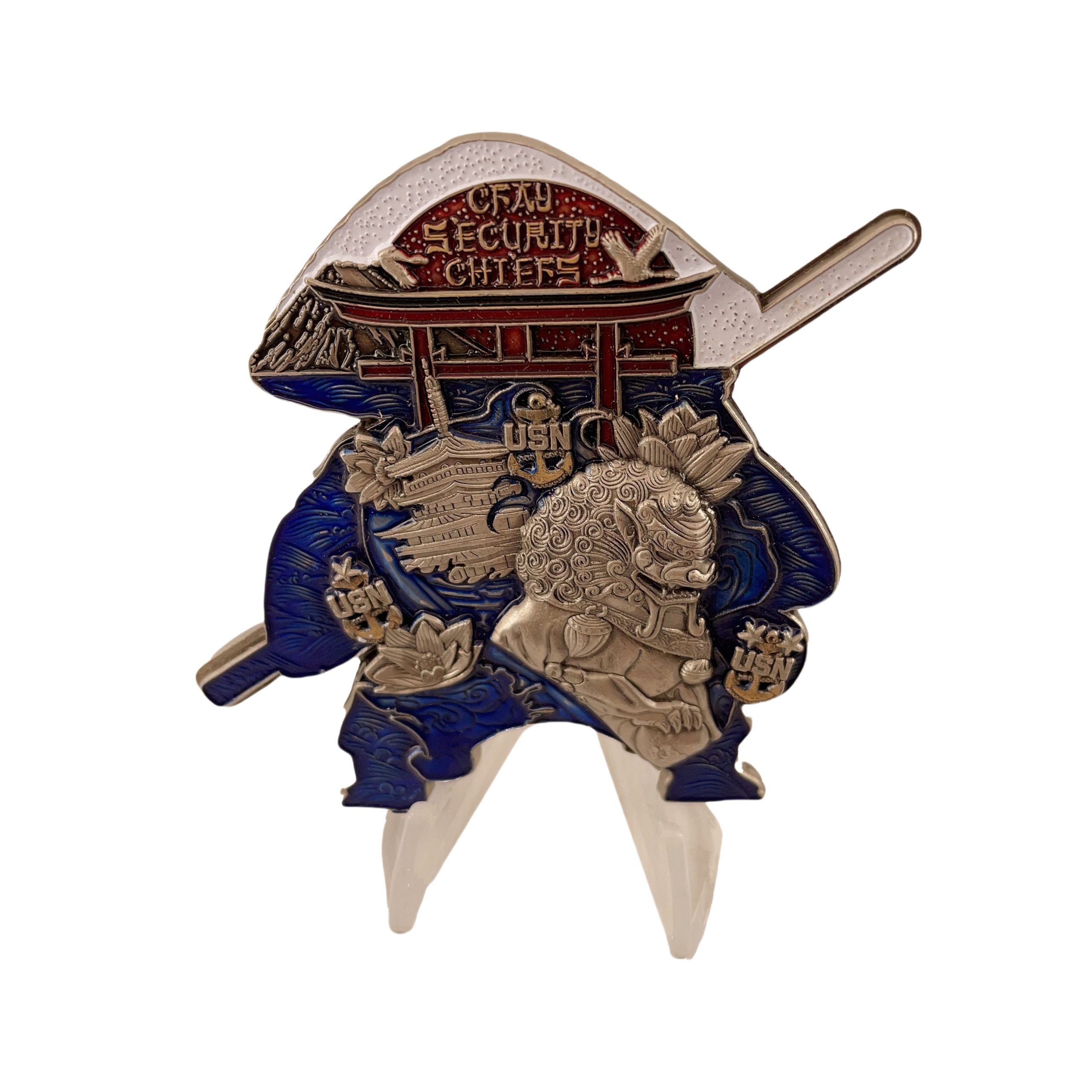 USN Security Chief Mess USN Navy Japan CPO Tanuki Challenge Coin (4)