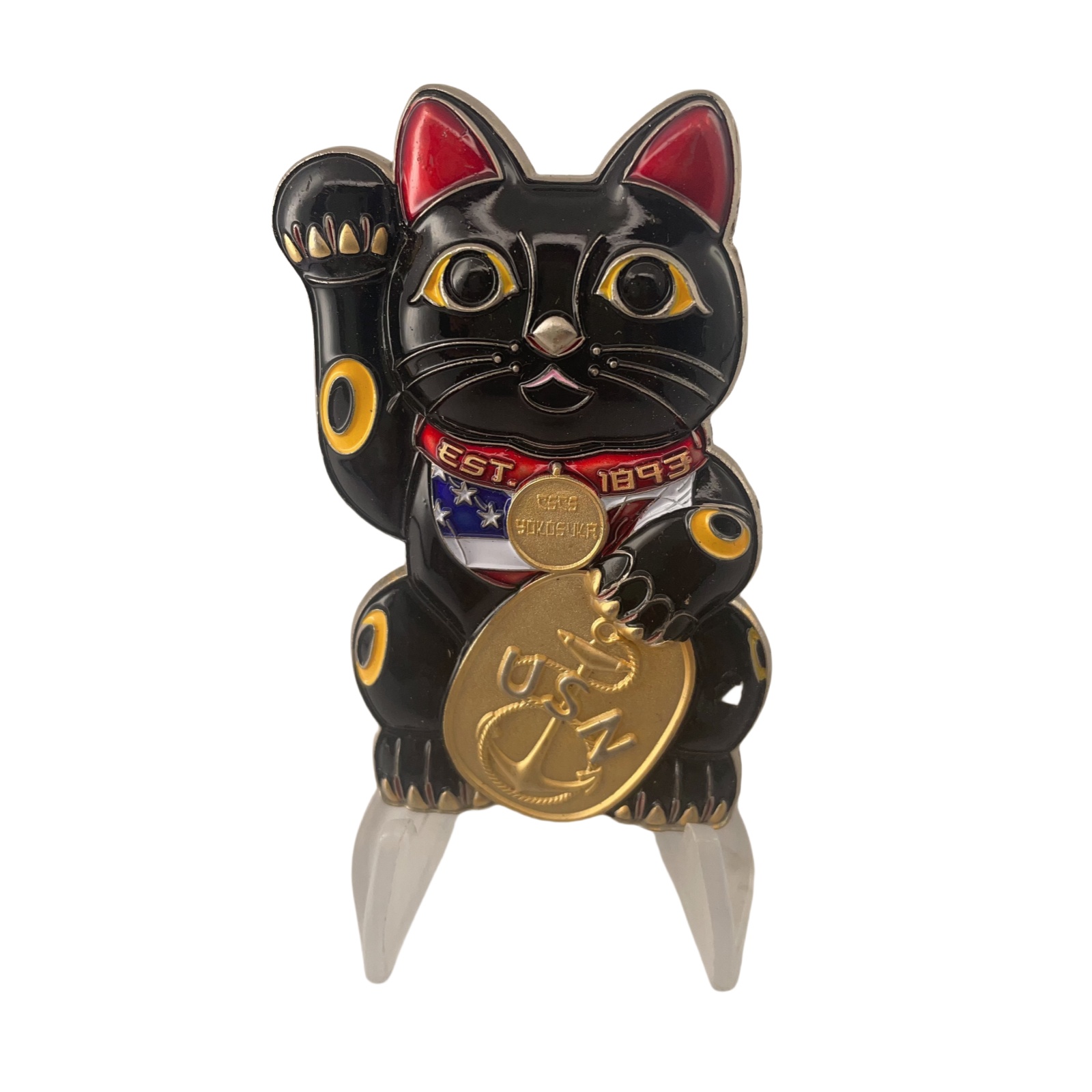 Black Navy Chief CPO Challenge Coin Japan Lucky Kitty non NYPD (2)