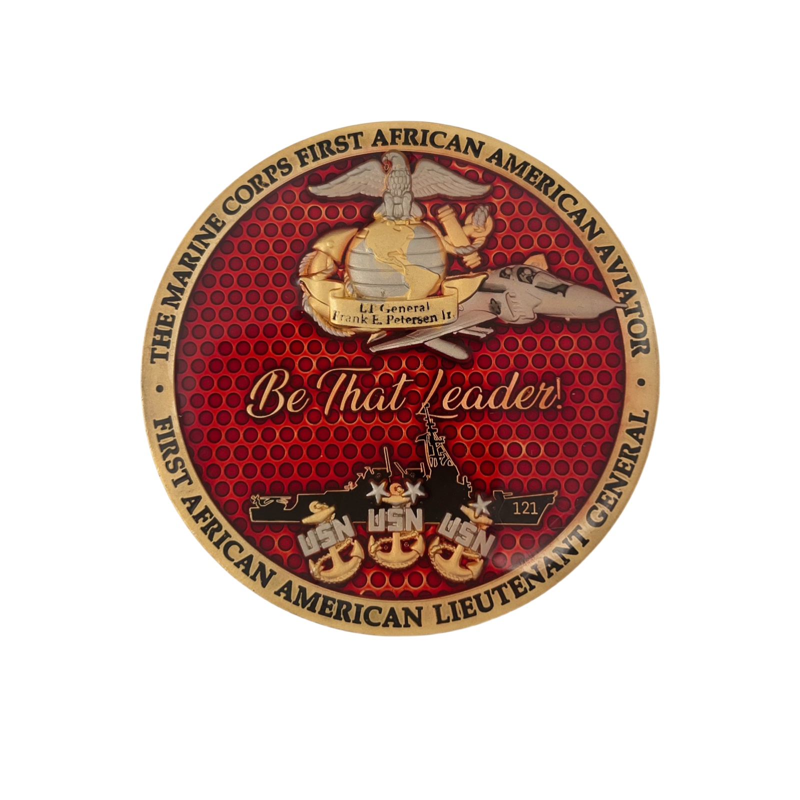 The Marine Corps USS Frank E.Petersen JR. DDG-121 First African American Aviator Lieutenant General Chief Military Challenge Coin (4)