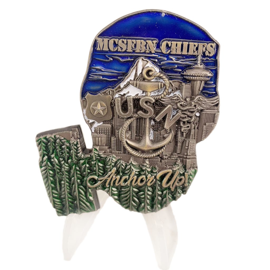 USN Chief CPO Gas Mask Challenge Coin