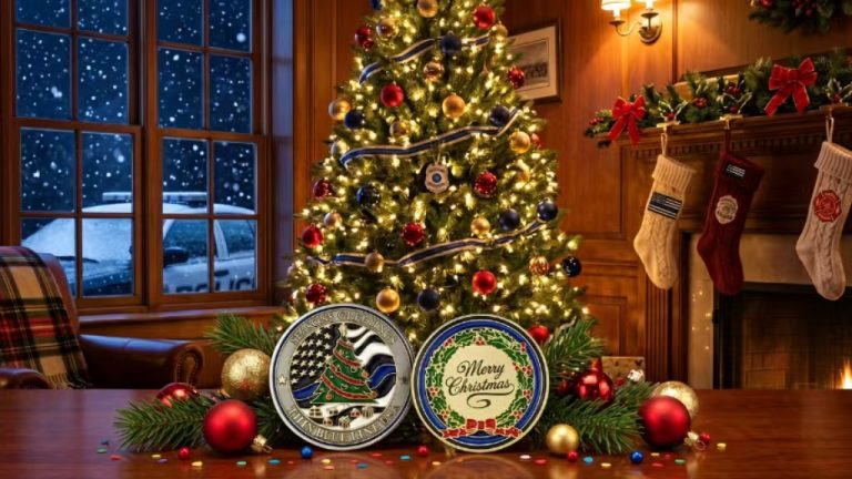 Christmas challenge coins for police departments