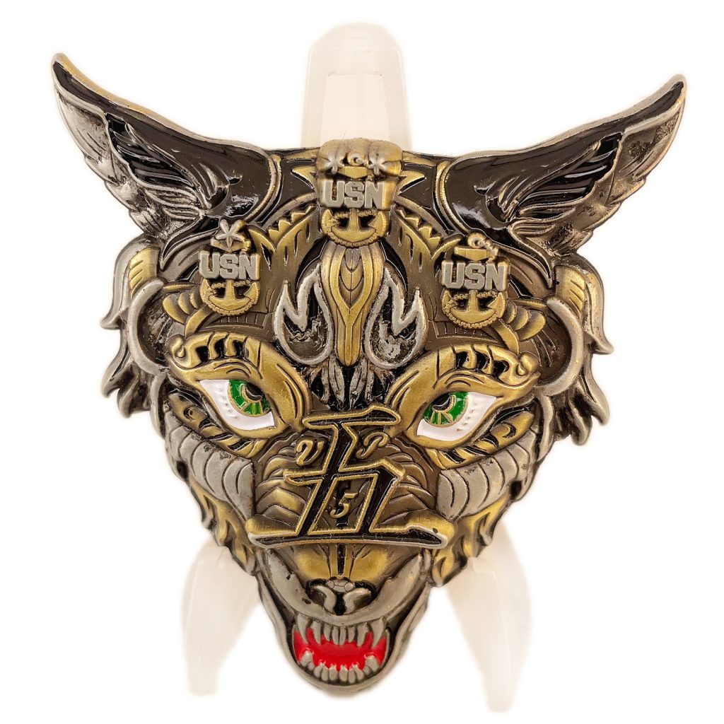 Navy Wolf Head Challenge Coin