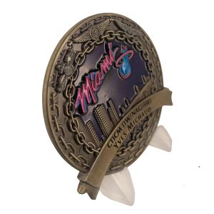 USN Miami Support Base custom challenge coin - brass with gold plating