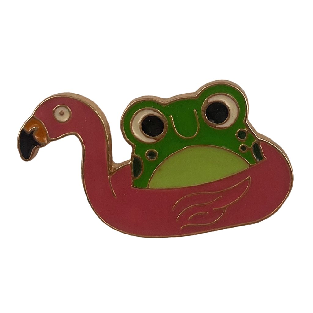 Flamingo And Frog Combination Metal Brooch