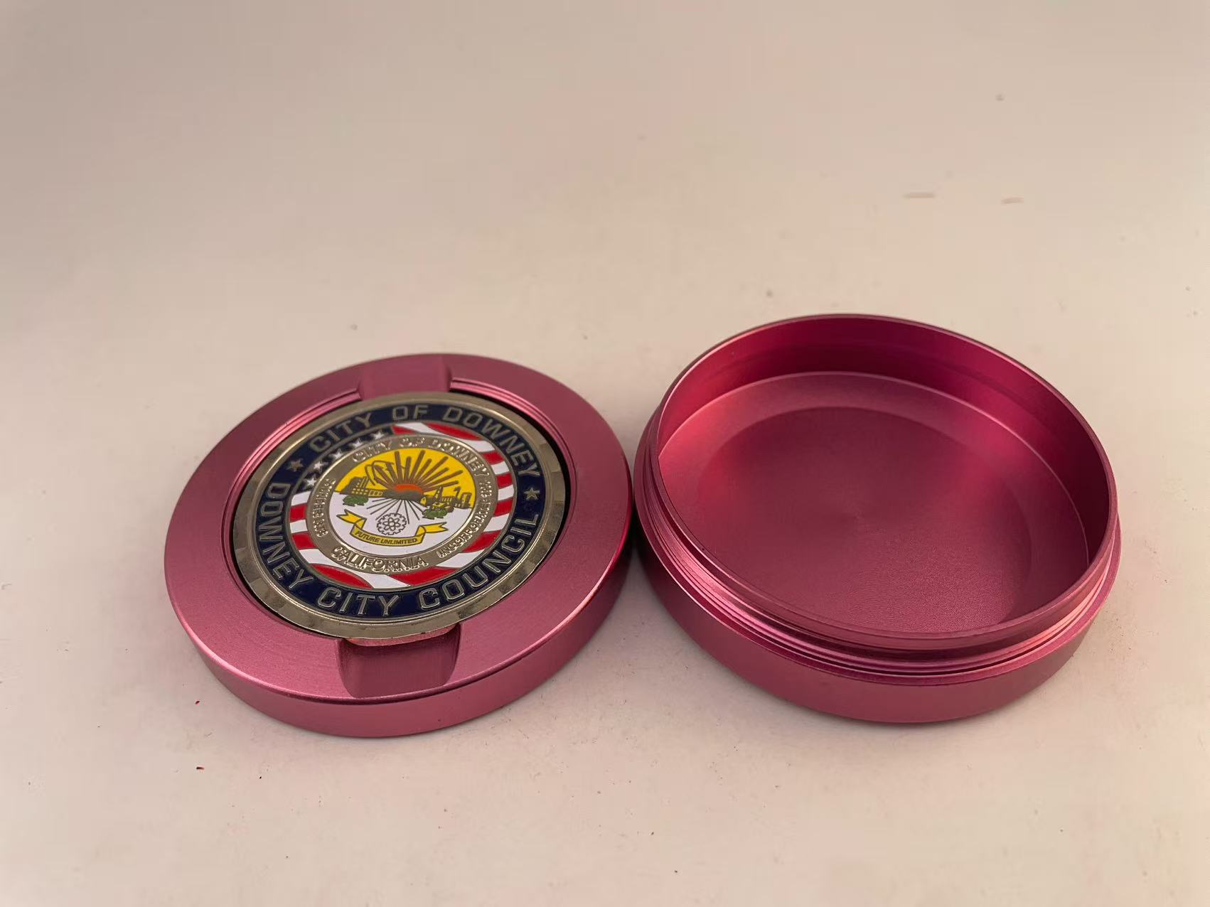 Downey City Council Challenge Coin Metal Storage Box