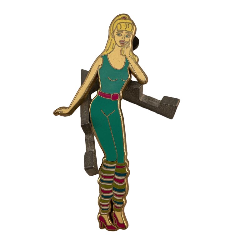 Neon Aerobics Girl Lapel Pin