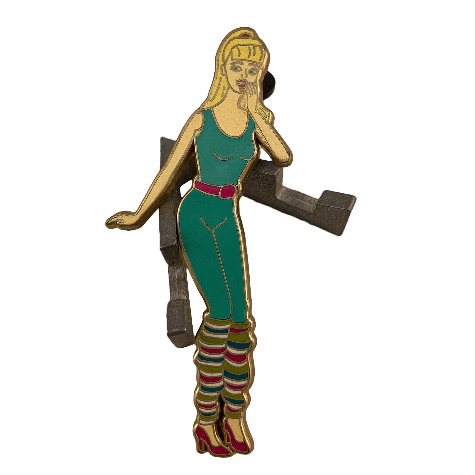 Neon Aerobics Girl Lapel Pin