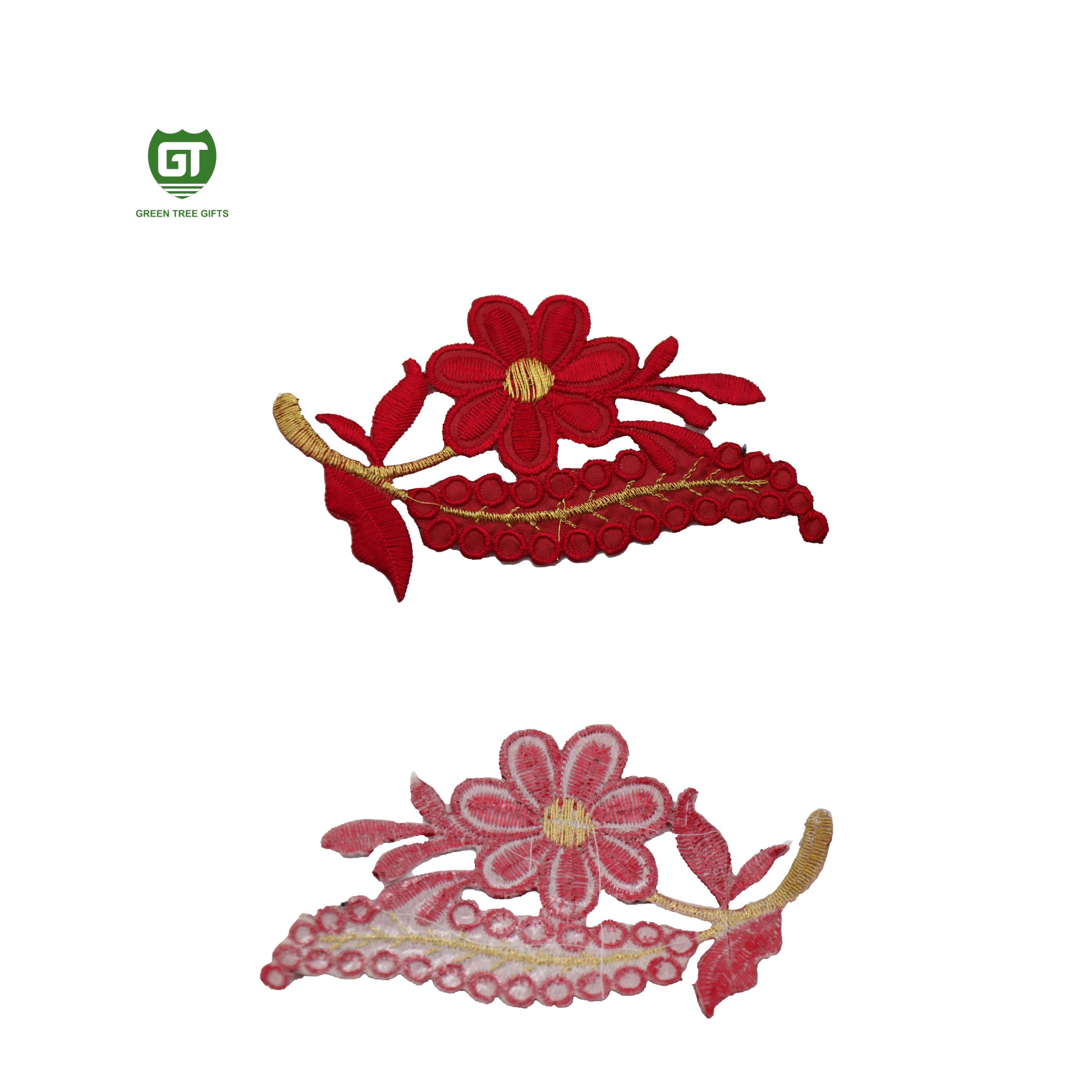 Vintage Red Blossom Embroidery Patches