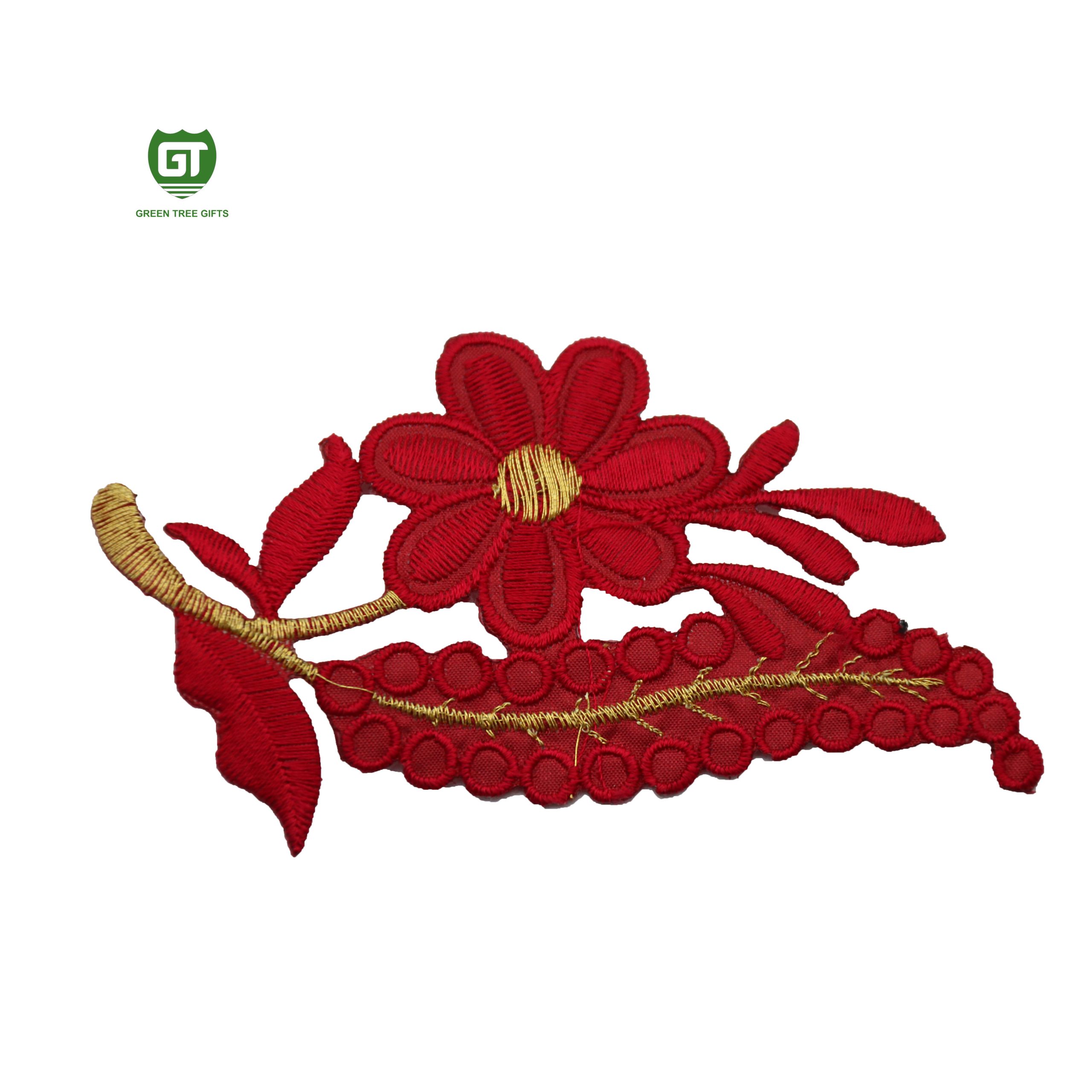 Vintage Red Blossom Embroidery Patches