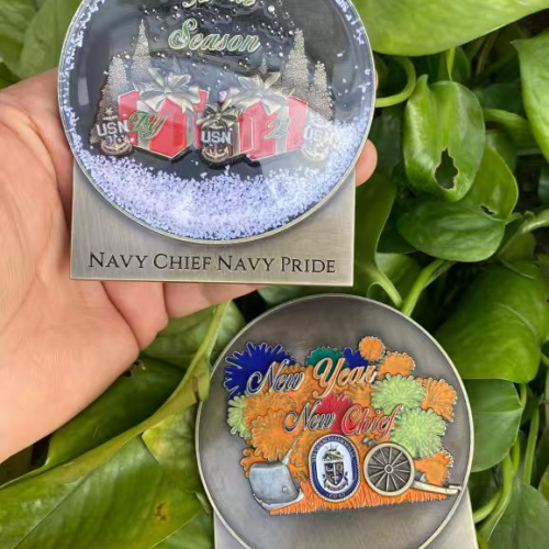 Christmas themed collectible challenge coin